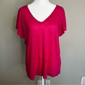 Banana Republic Hot Pink Linen Women's V-Neck Top Size Medium